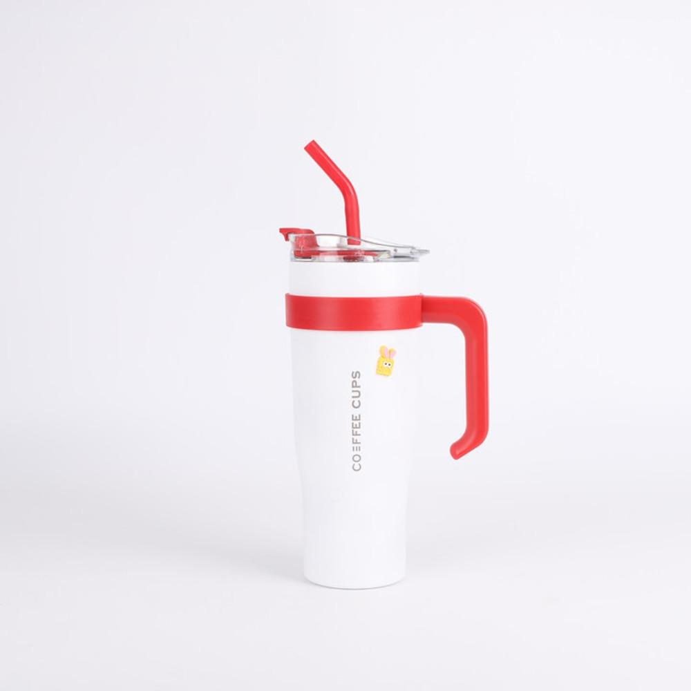 Large Capacity 40oz Car Cup Double Layer Vacuum with Straw Handle Cup Outdoor Portable Car Thermos Cup