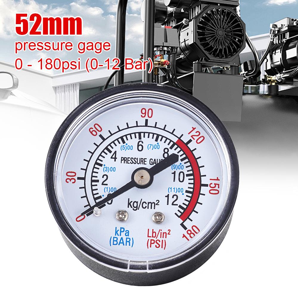 Bar Air Pressure Gauge Thread 1/4 BSP Thread 0-180 PSI 0-12 Manometer Double Scale For Air Compressor Pneumatic Hydraulic Fluid