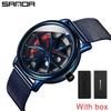 SANDA Top Men Quartz Watches Sports Car Watch Waterproof Sport 360℃ Rotating Rim Hub Wheel Wristwatch Car Quartz Men's Watches