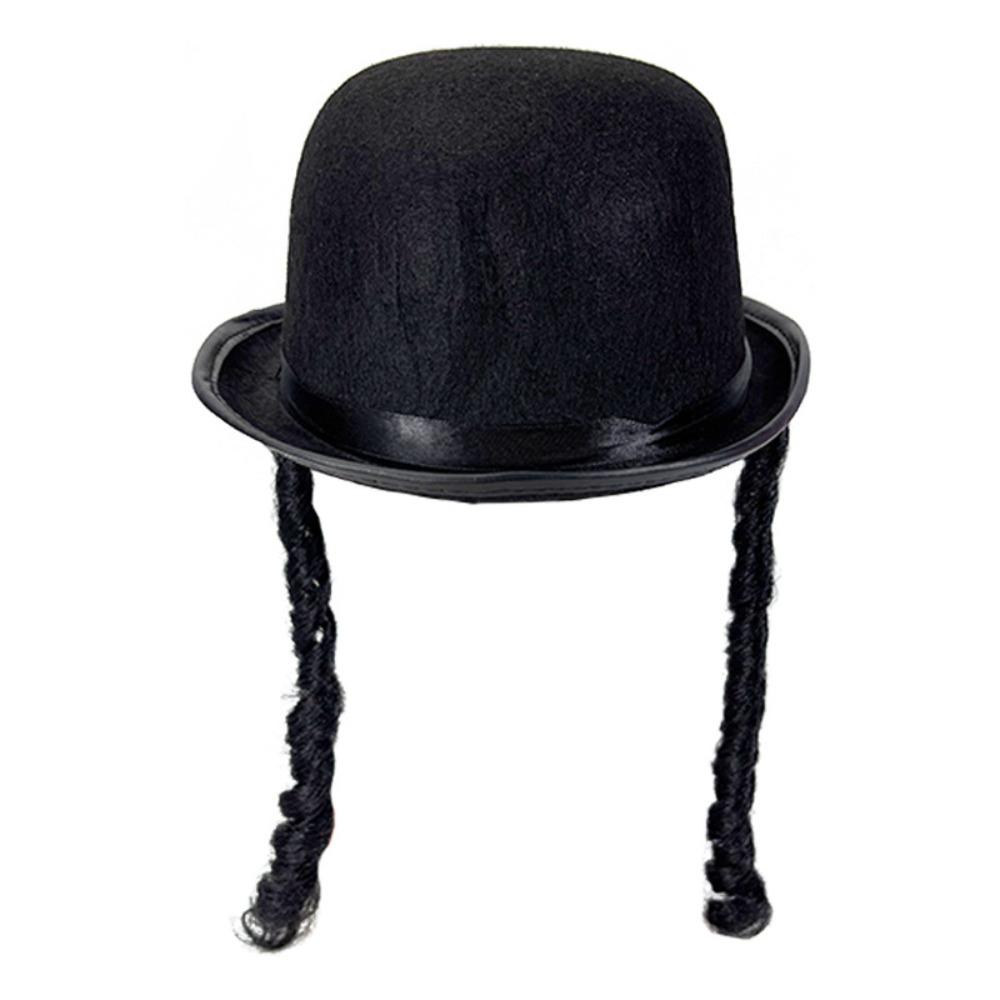 Black Color Braided Top Hat Round Shape Black Party Hat Classic Round Bowler Hat Adult