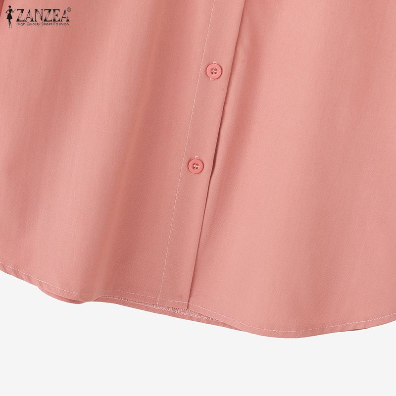 ZANZEA Damen Umlegekragen Locker 3/4-Ärmel Einfache Bluse