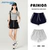 JEANSWEST Women's 2025 Spring Contrast Trim A-Line Cotton Shorts