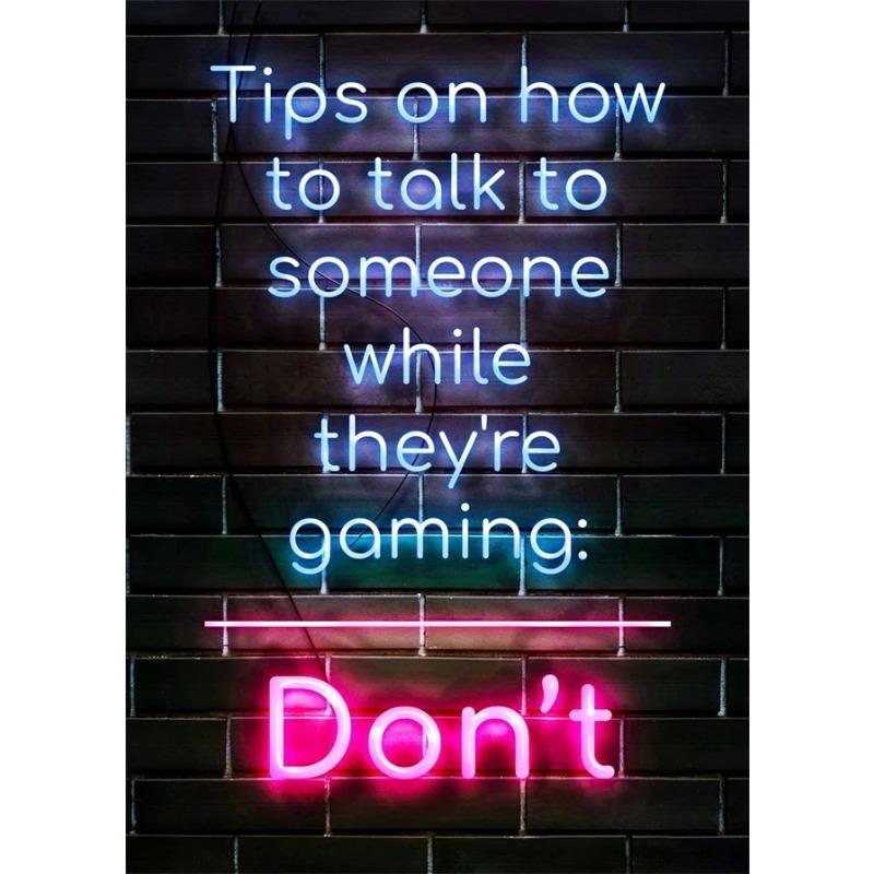 Neon Canvas Prints Painting Eat Sleep Game Repeat Funny Gaming Quote Posters Mural Wall Art for Home Gamer Room Decor No Light