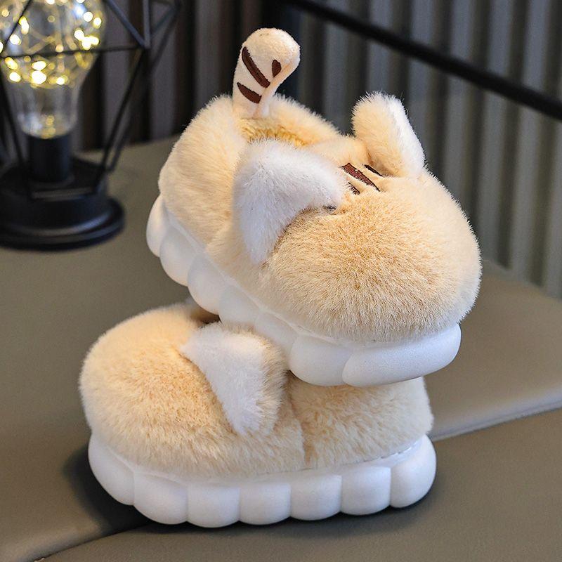 Children's Cotton Shoes New Cartoon Cute Wool Slippers Children's Plus Velvet Thick-soled Non-slip Bag with Cotton Slippers