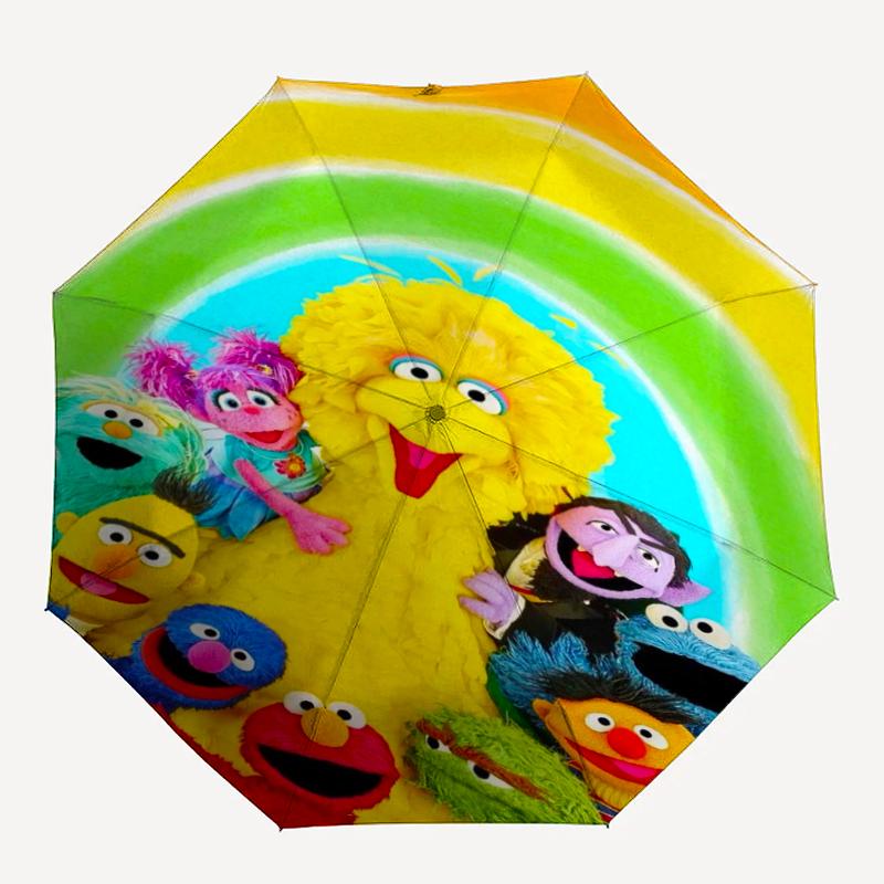Sesame Street Theme Automatic Umbrella, Lightweight & Portable, 8 Rib, Perfect for Outdoor Travel, Birthdays, Christmas, Gifts.