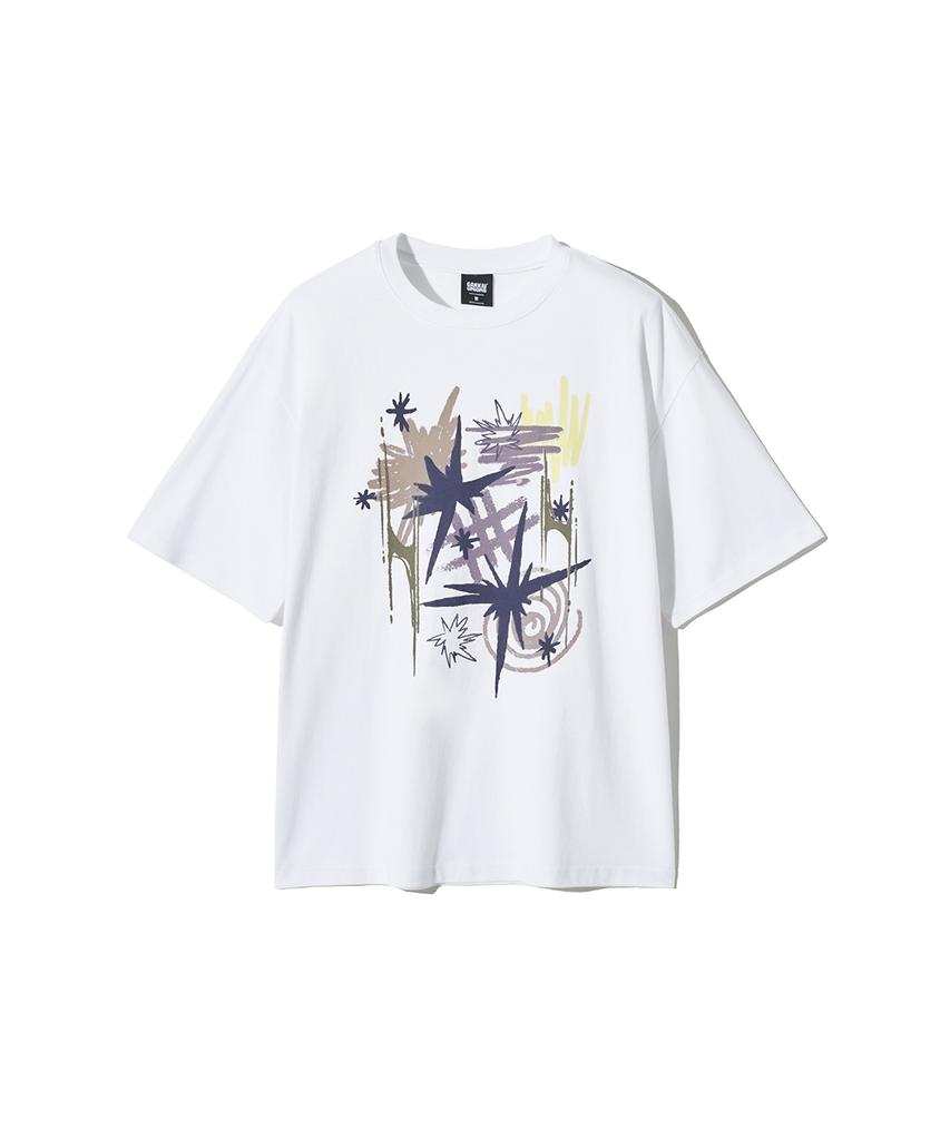 GAKKAI UNIONS Star Scribble Short Sleeve T-Shirt White