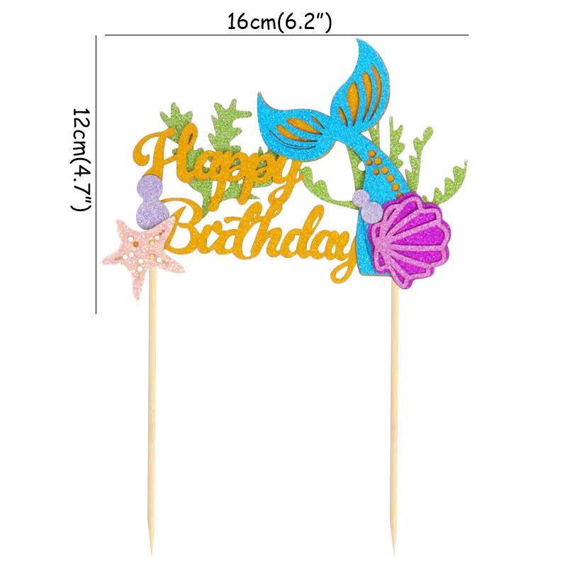 Mermaid Tail Happy Birthday Cake Topper Little Mermaid Party 1-10 Number Cupcake Toppers Girls Birthday Baby Shower Party Decor