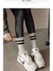 Women's Shark Pattern Mid-Calf Sports Socks with Double Stripes - Black, White, Gray