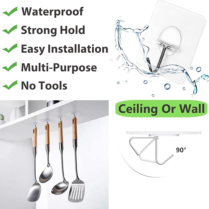 12 Pack Super Sticky Adhesive Pads, Waterproof Transparent, 5.8 X 5.8 Cm, Multipurpose Home Fixing Stickers