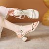 Square Head Thick Heel Sandals Women's Summer New Simple Skirt Cross Strap High Heels