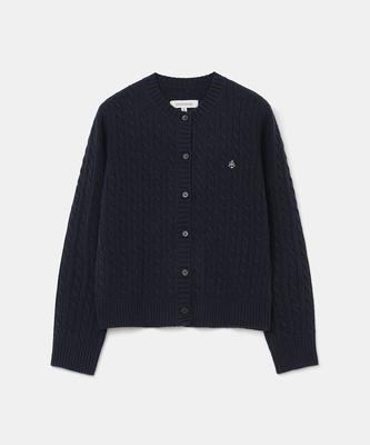 UNIFORM BRIDGE Cashmere Blended Cable Knit Cardigan(Women) Dark Navy