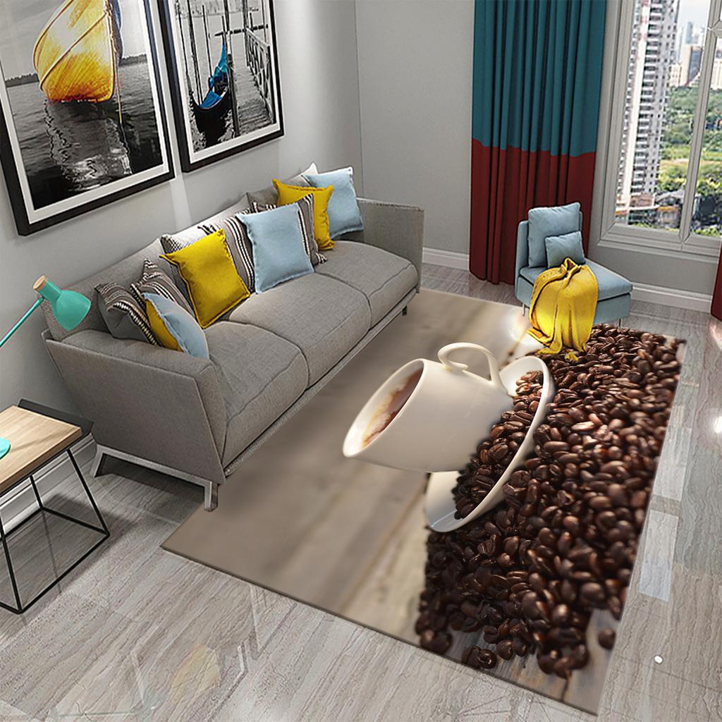 3D Print Coffee Breakfast Theme Carpet Creative Carpet Rug Living Room Bedroom Decor Kitchen Bathroom Non Slip Floor Mat Gifts