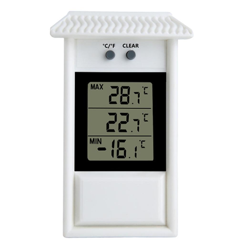 Indoor Outdoor LCD Electronic Thermometer Gauge Weather Sensor Digital Display Screen for Home Garden Greenhouse Max Min