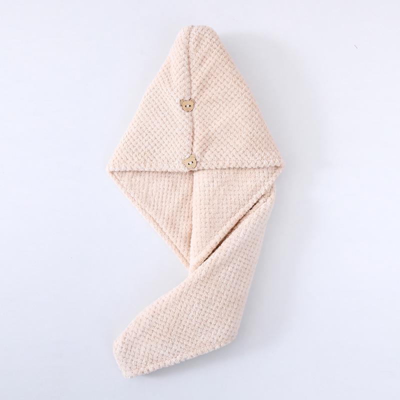 Double-Layer Coral Fleece Quick-Dry Hair Towel Cap for Women