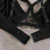 Sexy Women's Lace Lingerie Set Steel Wire Push-up Breathable Bra Set Black Underwear Adjustable Straps