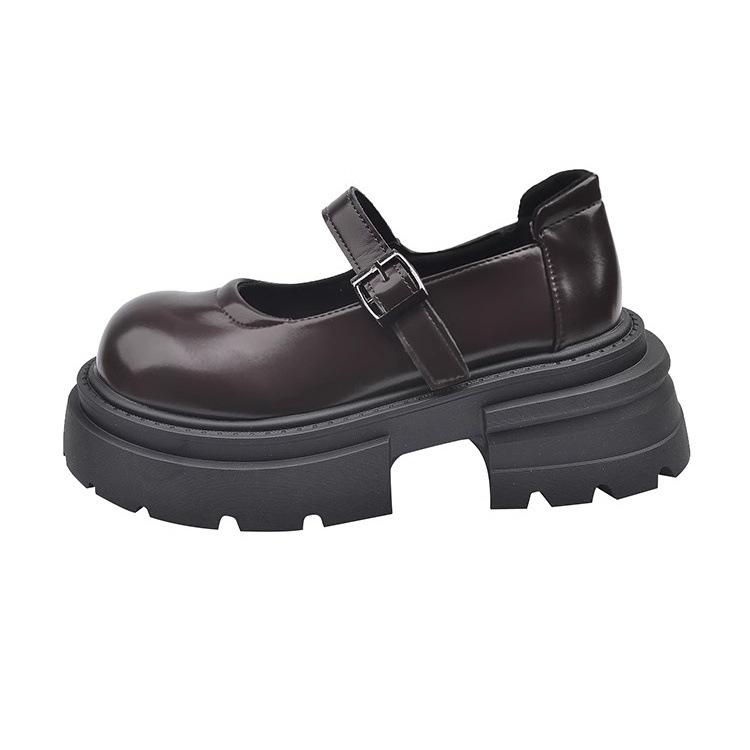 British black platform heightening small leather shoes women's French temperament single shoes 2025 new spring and autumn Mary Jane loafers