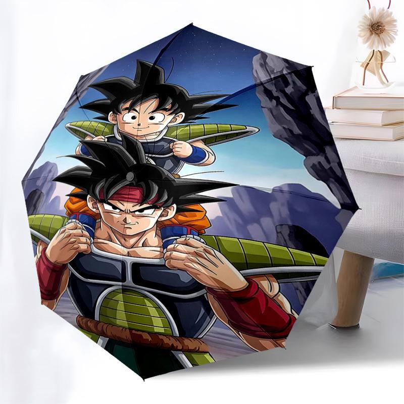 1pc Dragon Ball Z Goku & Vegeta Automatic Opening Folding Umbrella 3 Fold Design with Iron Frame Outdoor Perfect Gift for Fans, Travelers, Everyday Us