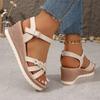 Fashion Flower Decoration Women's Wedge Sandals Summer 2025 Lightweight Ankle Strap Platform Sandals Women Comfort Non Slip Beach Shoes