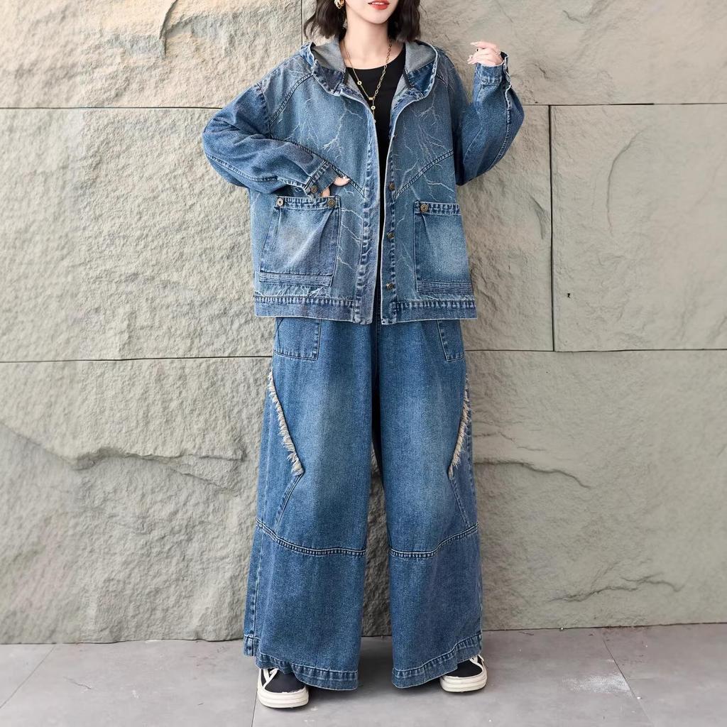 Spring 2026 Women's Denim Hooded Cardigan: Versatile, Casual, Plus Size