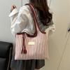 2025 New Niche Shoulder Bag Striped Simple Tote Bag Simple Versatile Portable Color Matching Armpit Bag