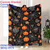 Factory Pumpkin Web Flannel Blanket Black Orange Gothic Design Blankets for Bed for Bedroom Sofa Halloween Home Decor