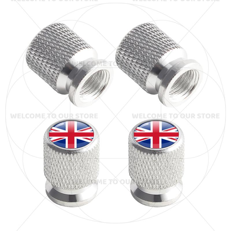 

For Sweden Swedish Flag Union Jack Britain Flag Emblem 4Pcs Aluminum Motorcycle Car Tire Valve Caps Wheel Stem Air Dust Covers