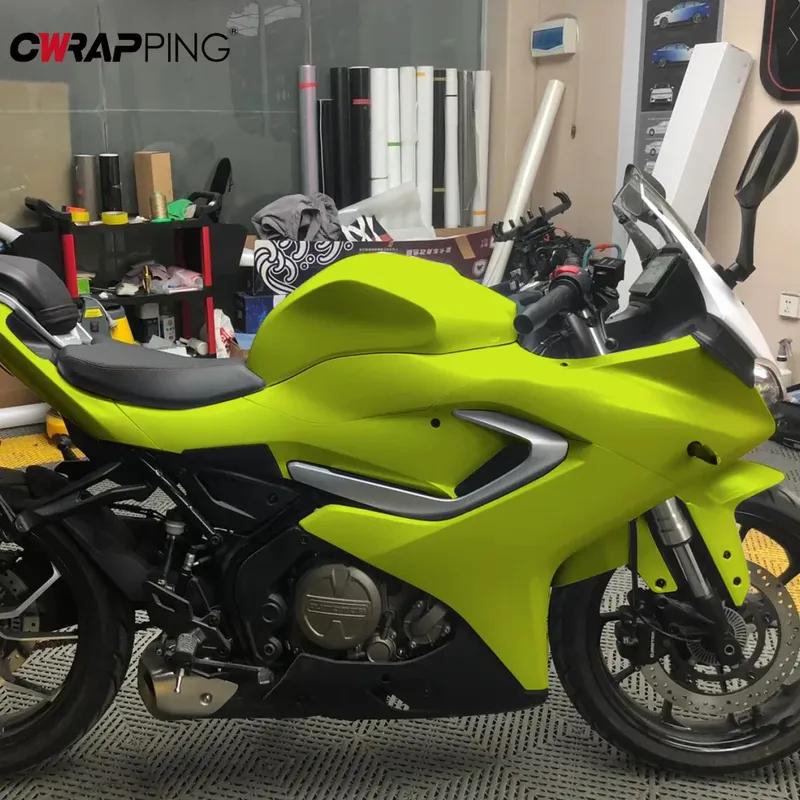 Matt Yellow Car Stickers Self-adhesion Car Body Film DIY Decor Decals Scratch Resistant Color Change Film Cover Air Release Foil