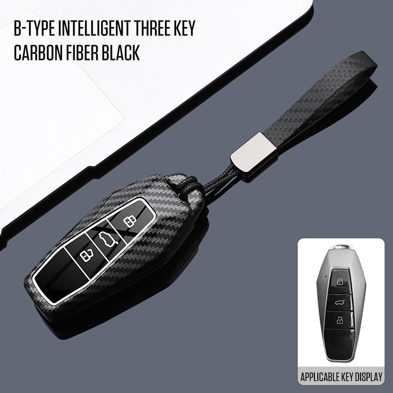 Coque de protection en ABS style carbone pour clé de voiture Fob pour Chery Icar 03 Icar03 AIQAR EQ7 EQ5 EQ3 JAECOO J6 J7 J8 Coque de protection pour clé à distance