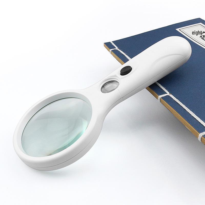 Handheld Illuminated Double Glass Lens Magnifier for Elderly and Parent-Child Reading, 145MM