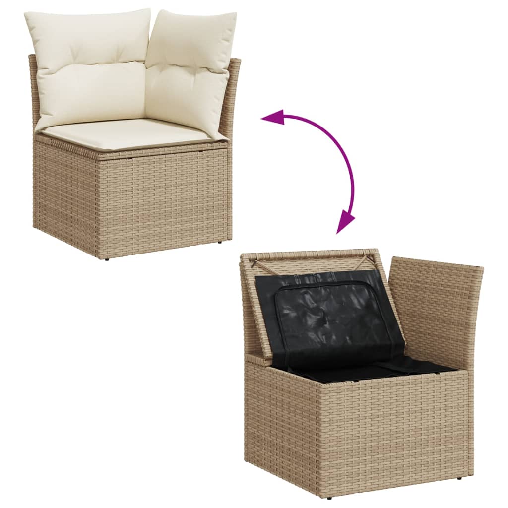 Vidaxl 6-Cz. Garden Furniture Set With Cushions, Beige, Poly Rattan