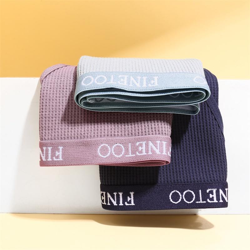 FINETOO 3Pcs/set Women's Cotton Panties Low-Rise Female Comfortable Underwear Waffle Briefs Letter Belt Underpants Lingerie New