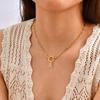 Stainless Steel Plated 18K Gold Stylish Simple Small Square Chain Bubble Buckle Copper 26 Letter Necklace Nc-1887