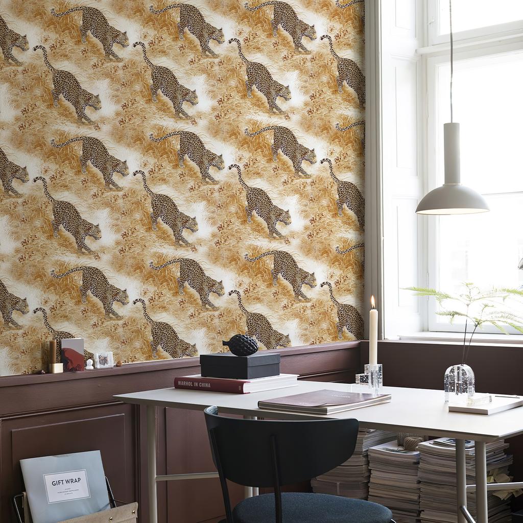 Yellow Leopard Grass Vinyl Wallpaper Kitchen Bathroom Waterproof Peel And Stick Wall Contact Paper Chic Animal Furniture Decor