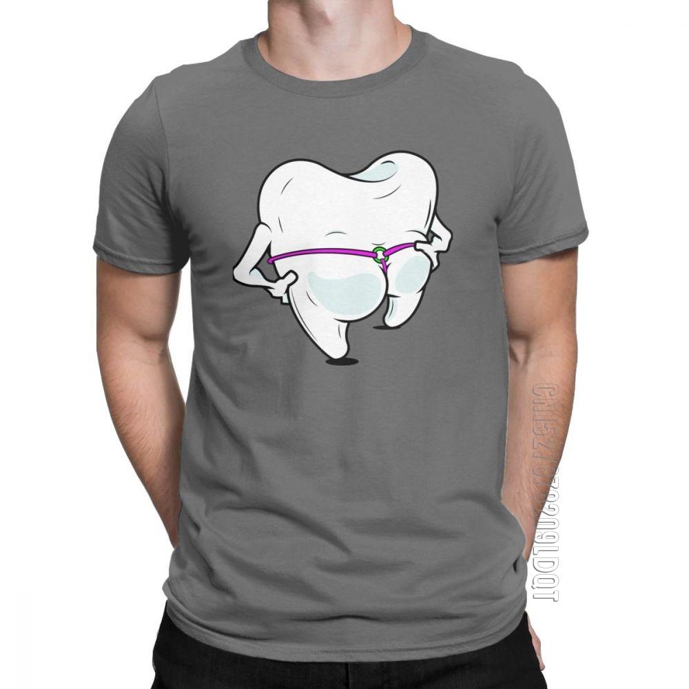 Dental Floss Hygienist T Shirts For Men Teeth Dentist Summer Clothes Male Tshirt Funny TShirt ONeck Cotton Basic Tees Tops