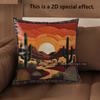 2D Boho Desert Sunset Throw Pillow Covers Pattern Cushion Cover Suitable For Sofa Bedroom Car Pillow Cover