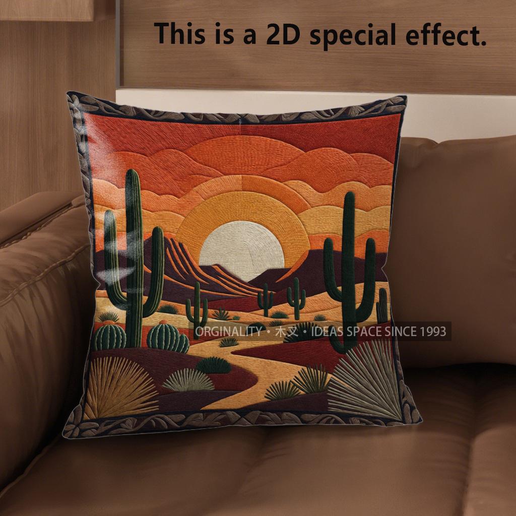 2D Boho Desert Sunset Throw Pillow Covers Pattern Cushion Cover Suitable For Sofa Bedroom Car Pillow Cover