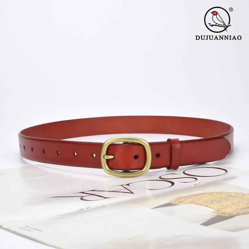 Women'S Genuine Leather Belt Single-Layer Pure Cowhide First-Layer Retro Japanese Buckle Belt