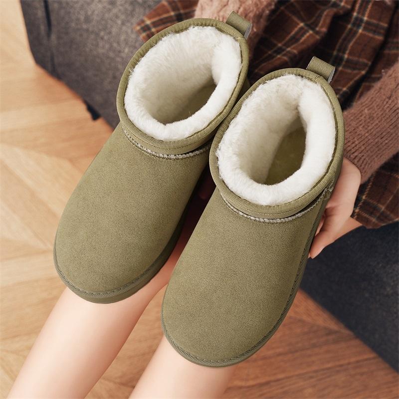 Snow Boots Women Lace Up Warm Ankle Boots Ladies Winter Fur Shoes Platform Casual Comfortable Short Boots