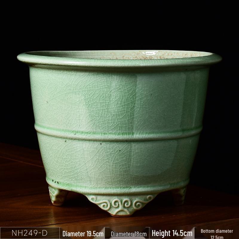Ceramic Square Bonsai Flower Pot - Large High-Angle, Creative Chinese Style for Green Plants and Orchids