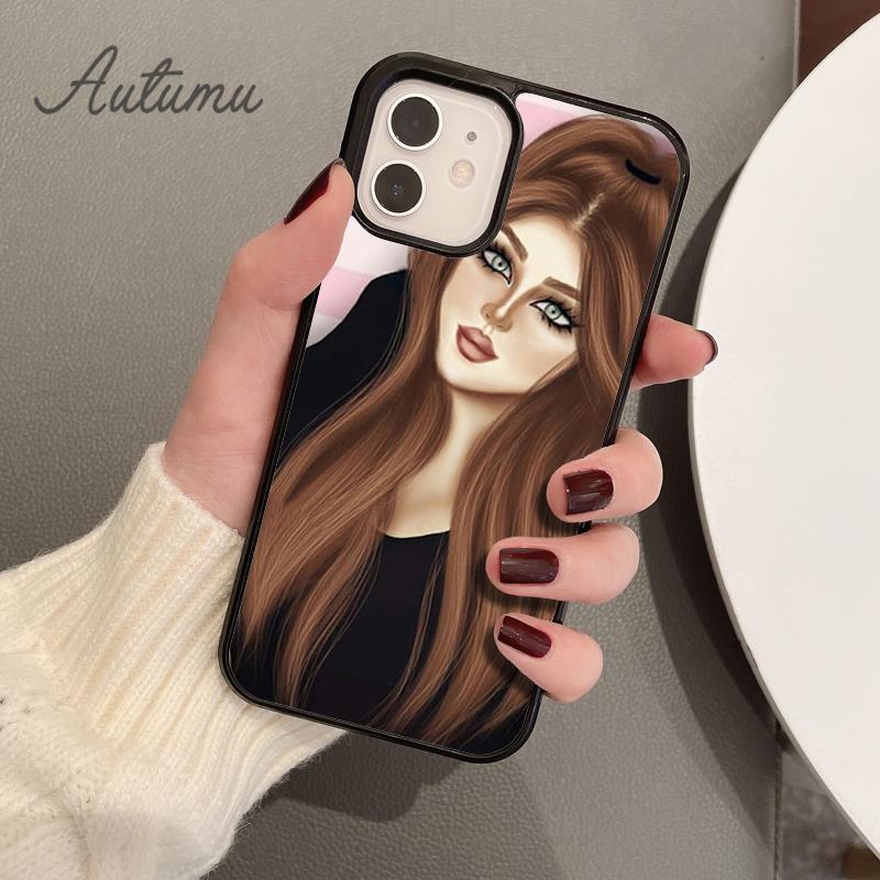Brunette Blonde Girl Cute Phone Case for iPhone 11 12 13 14 Pro Max mini XR XS SE 2020 6S 7 8 Plus Samsung Galaxy S21 S22 Cover