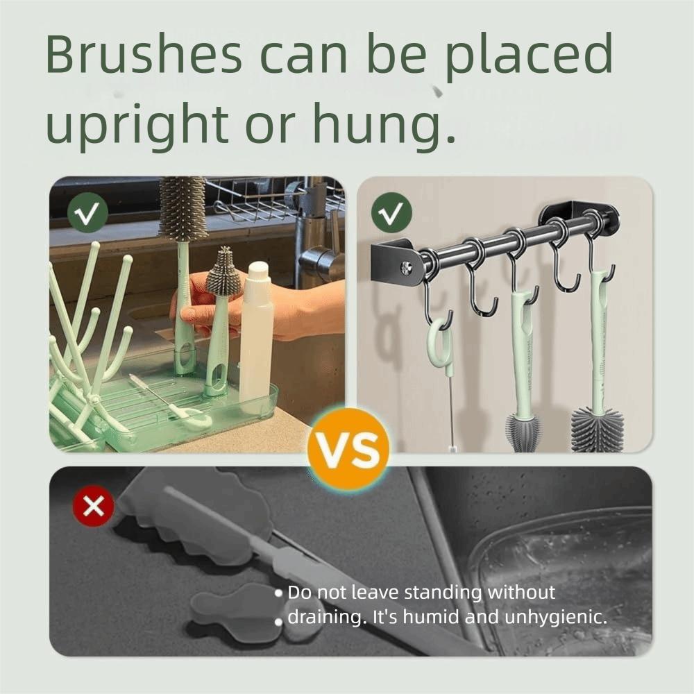 6 In 1 Set Bottle Cleaner Kit Compact Design Baby Bottle Brush Set Bottle Drying Rack  Baby Travel