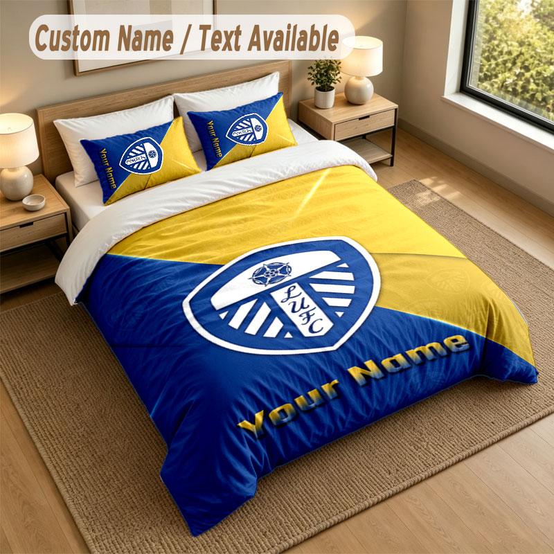 Bedding Set 1 Duvet Cover 2 Pillowcases Leeds United Print Soft Bed Linen Bedroom Decor