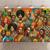 2D Schwarzkultur-Wandteppich, Lebendiger Afroamerikanischer Männer- und Frauen-Kunstdruck