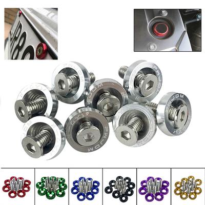 10 piezas de sujetadores hexagonales de aluminio M6 JDM para modificación de coche, arandelas de guardabarros, parachoques, tornillos cóncavos de motor, arandelas de guardabarros, perno de matrícula
