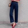 Lace Trim High Waist Petite Straight Leg Jeans for Women - Spring/Summer 2025 Collection