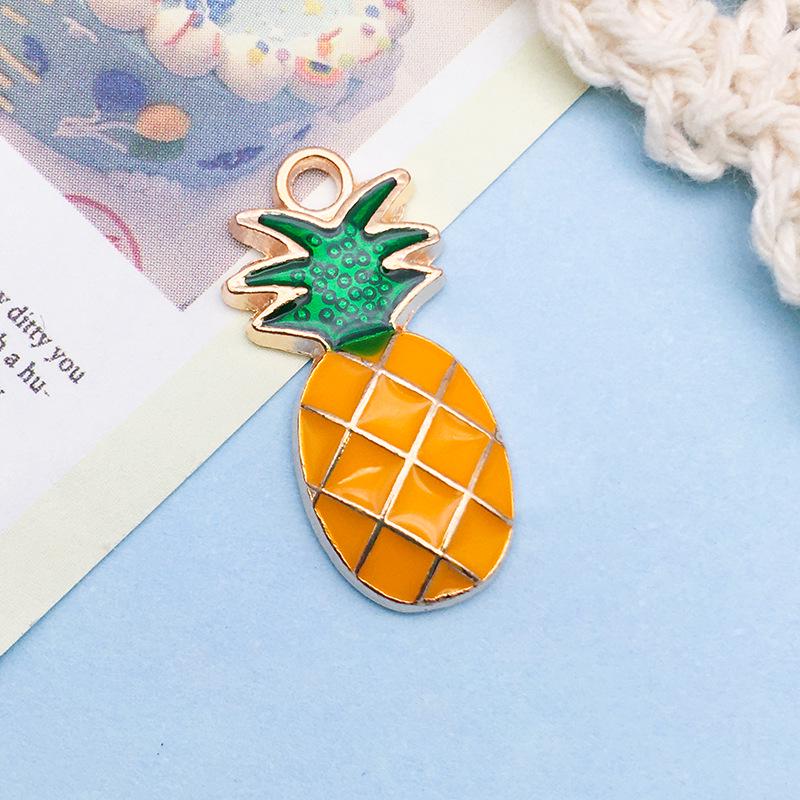 3D Fruit Drip Oil Alloy Pendants: Cherry, Watermelon, Grape Charms - Mixed 20K Gold