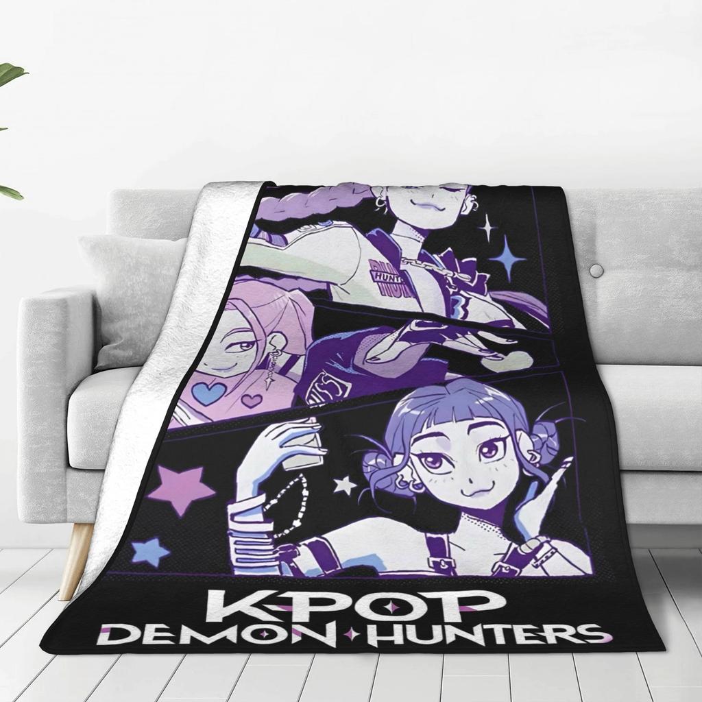 K pop Demon Hunters Blanket Quality Soft Warm  Throw Blanket Winter Kids Living Room Aesthetic Bedspread