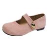 Retro Mori Leather One-word Buckle Strap Women's New Cute Round Head Mary Jane Flat Shoes