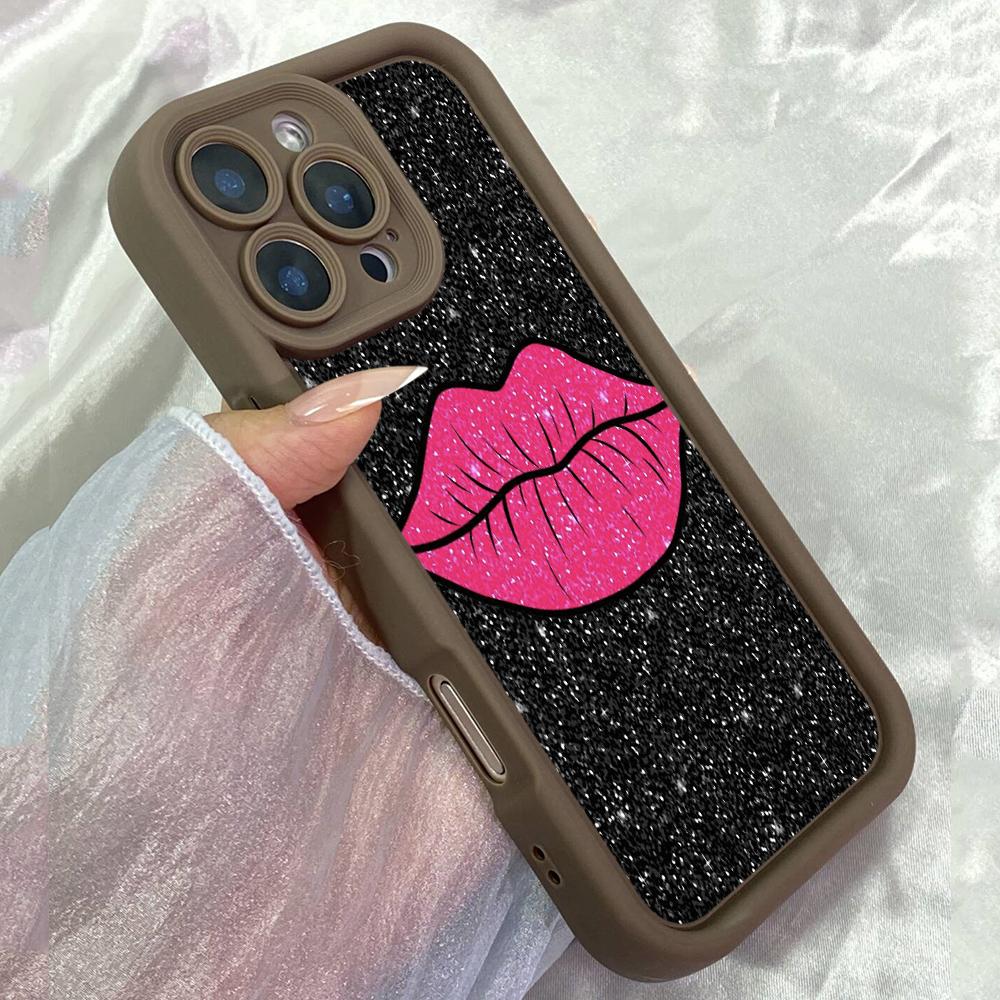 JT289 Hot Pink Lips for iPhone 17 16 15 14 13 12 Pro Max Samsung S26 S25 Ultra A17 A16 A07 A56 A06 A15 Xiaomi 15T Redmi 15c Note 14 13 12 11 Soft Case