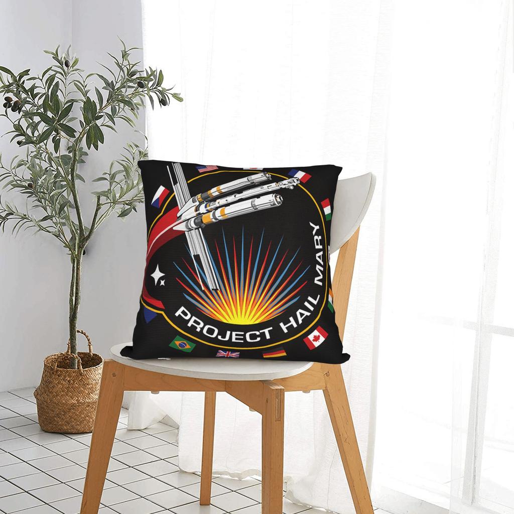 Project Hail Mary Mission Patch With Countries Pillow Cover Comfy Cushion Cover Fashion Pillow Case For Sofa Car Home Decor
